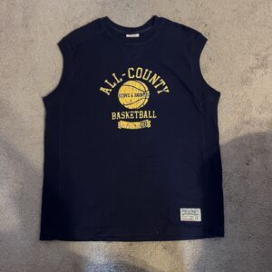 Steve & Barry’s All-County Basketball Muscle Tee XXL Navy Distressed Graphic Y2K